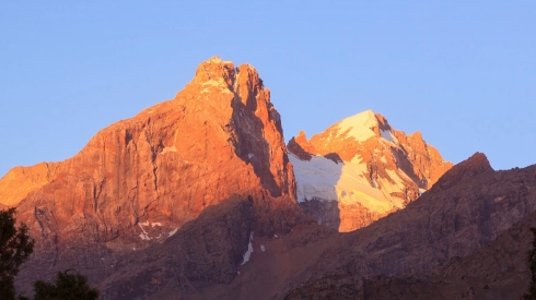 Dawn in the mountains. Pamir, Tajikistan. Time Lapse